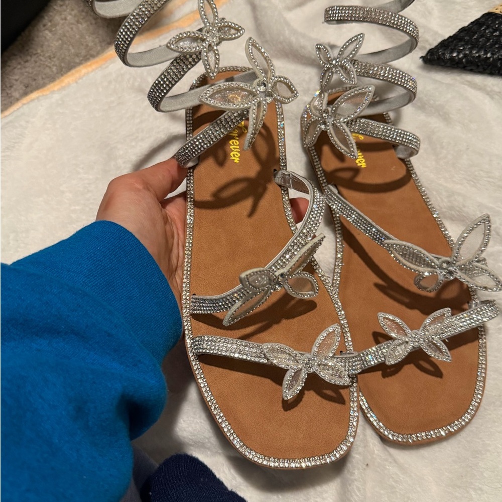 Elegant Silver Strappy Sandals